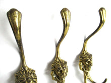 UpperDutch:Hooks and Hardware,Coat hooks, Set of 3 Brass Lion Head Wall hooks