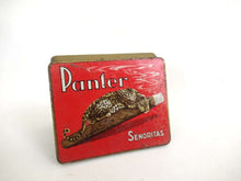 UpperDutch:Tin,Panter Senoritas. Dutch cigar tin. Collectible advertising, cigar tin.