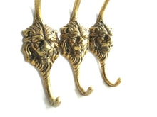 UpperDutch:,Set of 3 Lion hooks Solid Brass Lion Head Wall hook - Coat hooks. Decorative animal storage solution, coat hangers.