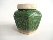 UpperDutch:,Ginger Jar Antique Green Glazed Ginger Jar with lid, Collectible pottery.