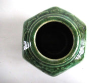 UpperDutch:,Ginger Jar Antique Green Glazed Ginger Jar with lid, Collectible pottery.