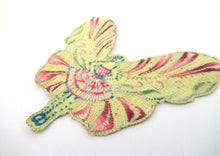 Rare Antique Fairy Applique 1930s, Flapper girl, Silk on Cotton, butterfly, patch.