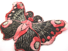 Butterfly 1930s vintage embroidered applique. Vintage patch, sewing supply. Applique, Crazy quilt.