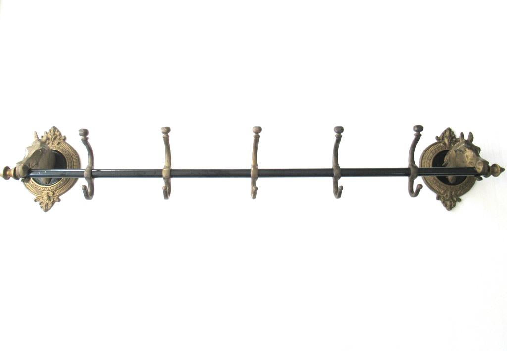 Set of 2 Solid Brass Horse Head Wall hooks, Coat hooks, Hanger