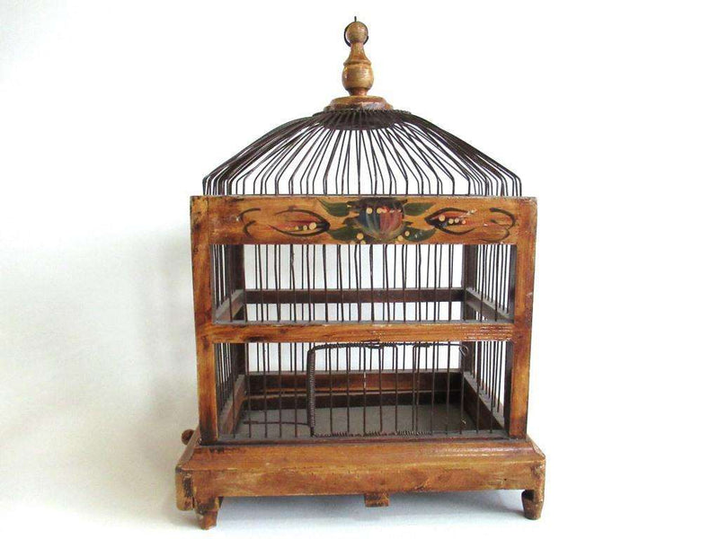 Vintage Bird Cage Hanging Cage Brass with original patina Farmhouse  collectible cottage cast iron stand 1 glass food/water dish home decor –  Carol's True Vintage and Antiques