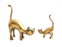 UpperDutch:Home and Decor,Brass Cats, Set of 2 Brass Cat figurines, mid century cats.