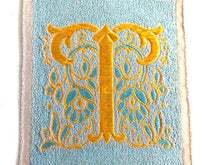 UpperDutch:Sewing Supplies,Letter T, Monogram Applique, 1930s Vintage Embroidered 'Letter T' applique. Alphabet Patch / Monogram application, antique letter