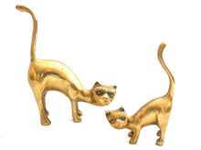 UpperDutch:Home and Decor,Brass Cats, Set of 2 Brass Cat figurines, mid century cats.