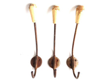 UpperDutch:,Set of 3 Antique Shabby Rusty Wall hooks Chipped paint Coat hooks Hanger.