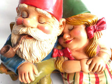 UpperDutch:Gnomes,20 INCH Large Gnome Couple on a Couch, Gnome figurine, Rien Poortvliet gnome. Gnome couple.