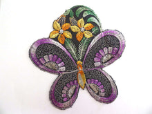 UpperDutch:Sewing Supplies,Butterfly Applique, Flower applique, 1930s vintage embroidered applique. Vintage floral patch, sewing supply, silk patch.