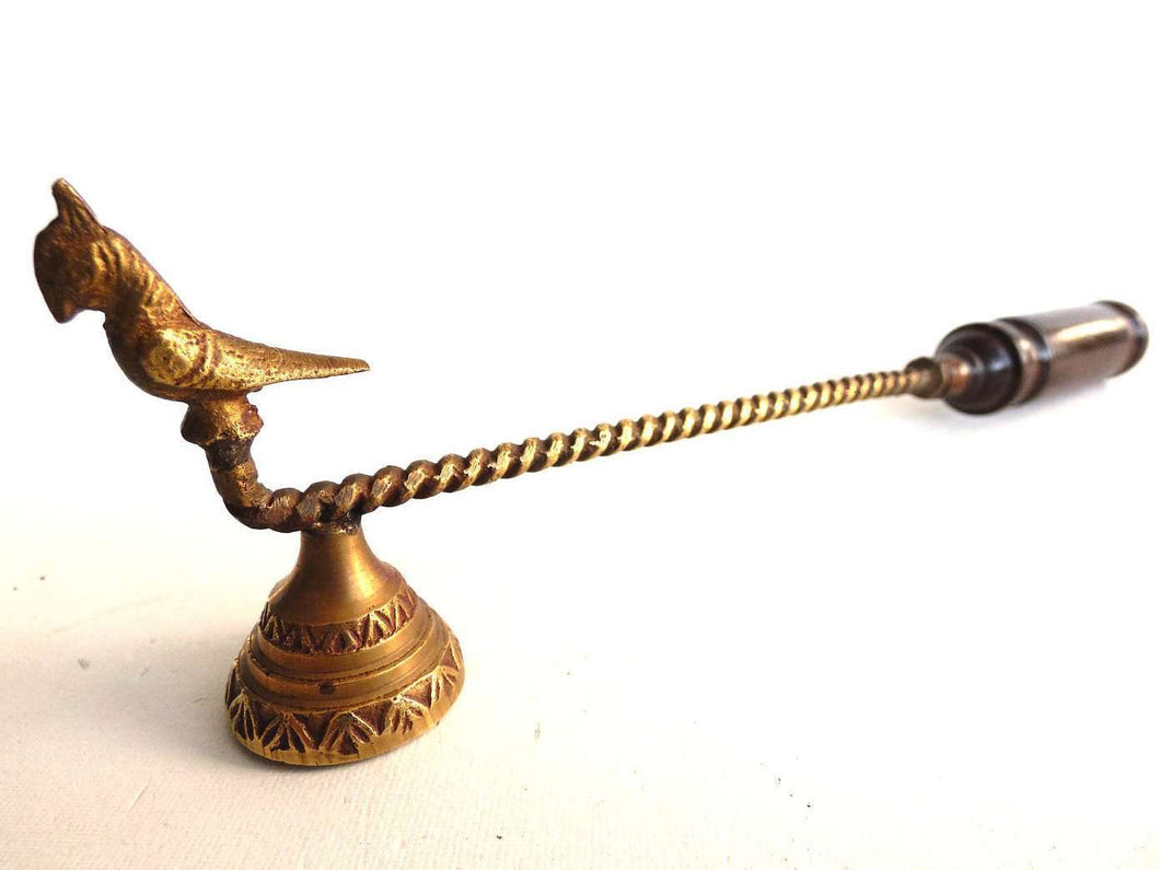 UpperDutch:Candle Snuffers,Candle Snuffer Brass Candle Snuffer with bird- Antique Candle Snuffer.