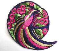 UpperDutch:Sewing Supplies,Bird of paradise Applique 1930s Vintage Embroidered Bird applique, application, patch. Vintage patch, sewing supply.