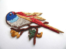 UpperDutch:Sewing Supplies,Bird Applique 1930s Vintage Embroidered Bird and Flowers applique. Vintage patch, sewing supply.