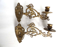 UpperDutch:Candelabras,Pair Vintage Solid Brass Victorian Piano Candelabra, Set piano candle holders, candle wall sconce. Old lighting, antique decor.