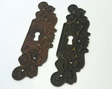 UpperDutch:Hooks and Hardware,ONE Large Antique Ornate Stamped  Keyhole Cover, Escutcheon, Floral Brass Key hole.