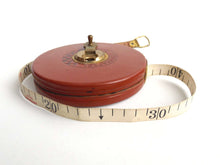 UpperDutch:Home and Decor,Tape measure, Stabila 25 meter leather wind up measuring tape. 'Beste lederkapsel' German tool, beautiful red and black numbers.