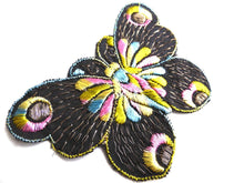 UpperDutch:Sewing Supplies,Butterfly Patch, 1930s vintage embroidered applique. Vintage patch, sewing supply. Applique, Crazy quilt.