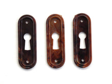 UpperDutch:Hooks and Hardware,1 Vintage Keyhole cover plastic rounded escutcheon key hole frame / plate. marbled brown