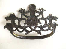 UpperDutch:Pull,Drawer Handle with cherub, Antique Ornate drawer handle, Escutcheon, Floral Brass Drawer handle, Furniture Applique.