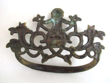 UpperDutch:Pull,Drawer Handle with cherub, Antique Ornate drawer handle, Escutcheon, Floral Brass Drawer handle, Furniture Applique.