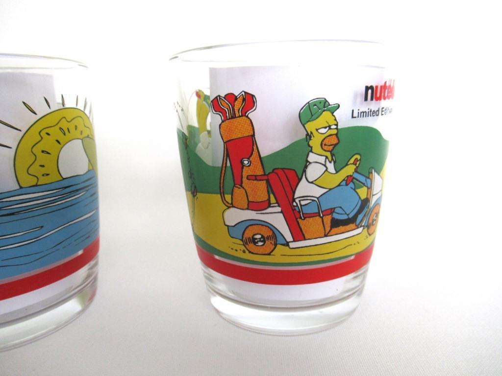 The Simpsons Set Of 4 Ferrero Nutella Drinking Glasses Bart Lisa And